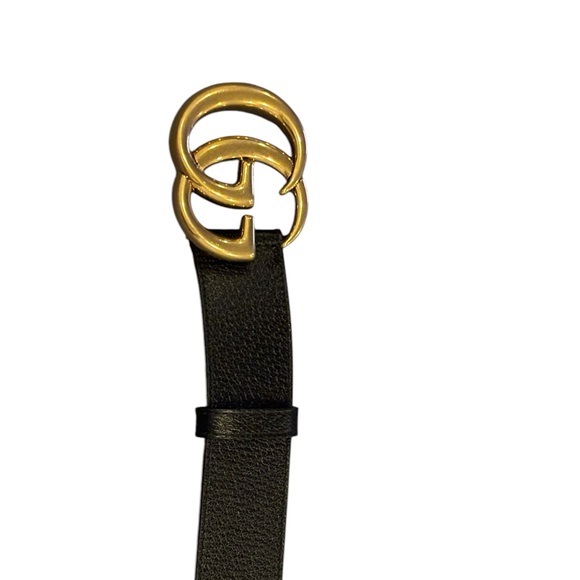 GUCCI GG MARMONT BELT Black Leather Brass GG Buckle Men's US Size 34 (34 to 38) - Picture 4 of 12
